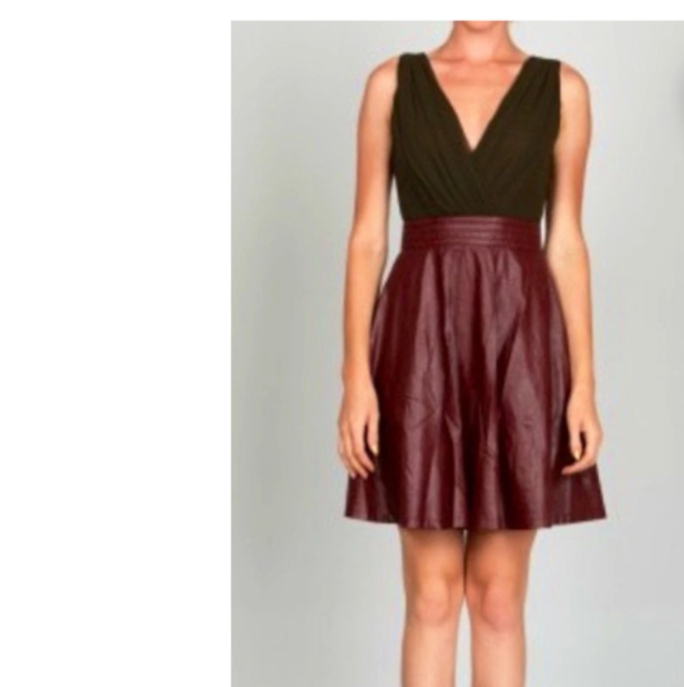 Ark & Co Sleeveless A Line Faux Leather Dress Large